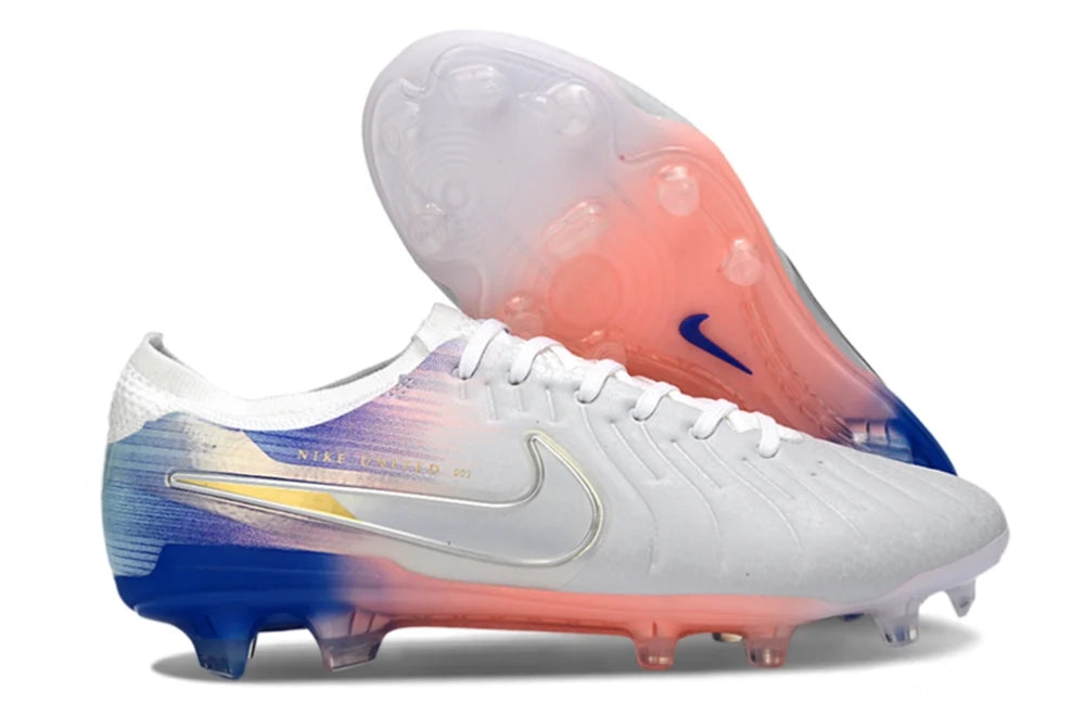 Nike Tiempo Legend 10 Elite FG Soccer Cleats – White / Blue / Pink Gradient Elite Edition Bestpricedcleats