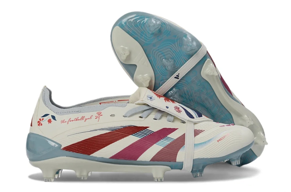 Adidas Predator 25 Elite Fold-Over Tongue FG Soccer Cleats – Cream White / Red / Teal Heritage Edition Bestpricedcleats