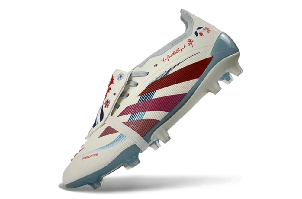 Adidas Predator 25 Elite Fold-Over Tongue FG Soccer Cleats – Cream White / Red / Teal Heritage Edition Bestpricedcleats